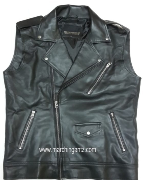 Biker Motorcycle Leather Vest Asy