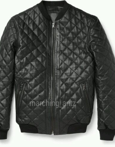 Leather Quilted Bomber Jacket