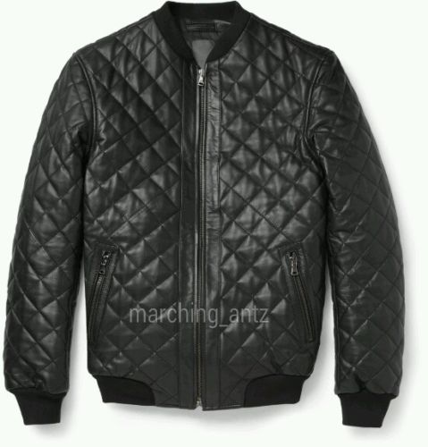 leather quilted bomber jacket