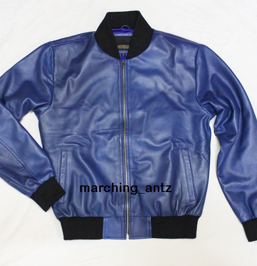 Bomber Leather Jacket (Royal Blue)
