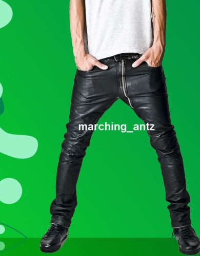 Leather Jeans Assymmetric Zip Fly