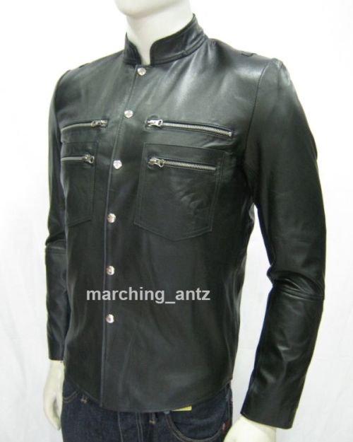 Leather Snap Shirt with button closure jacket