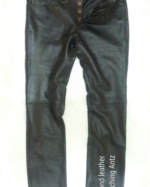 Leather Jeans Button Fly