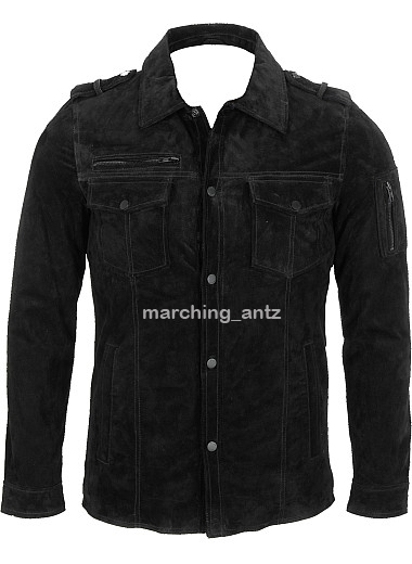 Suede Leather Jacket - Black Shirt