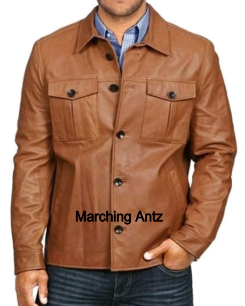 Leather Coat Jacket Tan