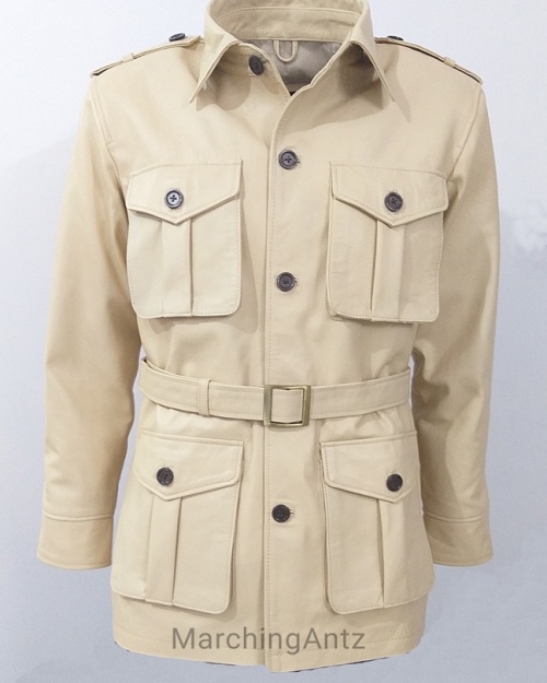 Marching Antz Leather Military Safari Jacket